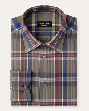 Marled Plaid Cotton Shirt